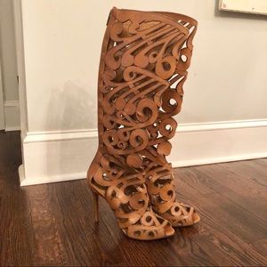 Schutz knee-high cut out boot with peep toe